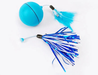 Transparent ABS green electric cat toy ball with laser light, 6.7-7cm diameter, USB rechargeable