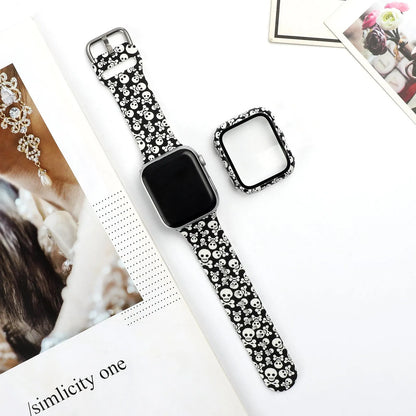 Printed silicone Apple Watch strap replacement band in multiple colours and patterns