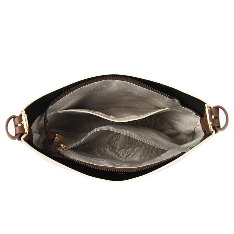 Large-capacity PU leather bucket bag with internal organisation compartments in urban simplicity style
