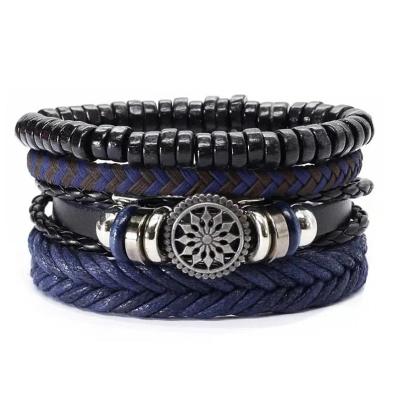 Men's vintage braided leather bracelet, a stylish and durable accessory for any occasion.