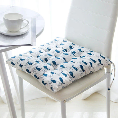 Soft and supportive linen-cotton chair cushion with various color and pattern options