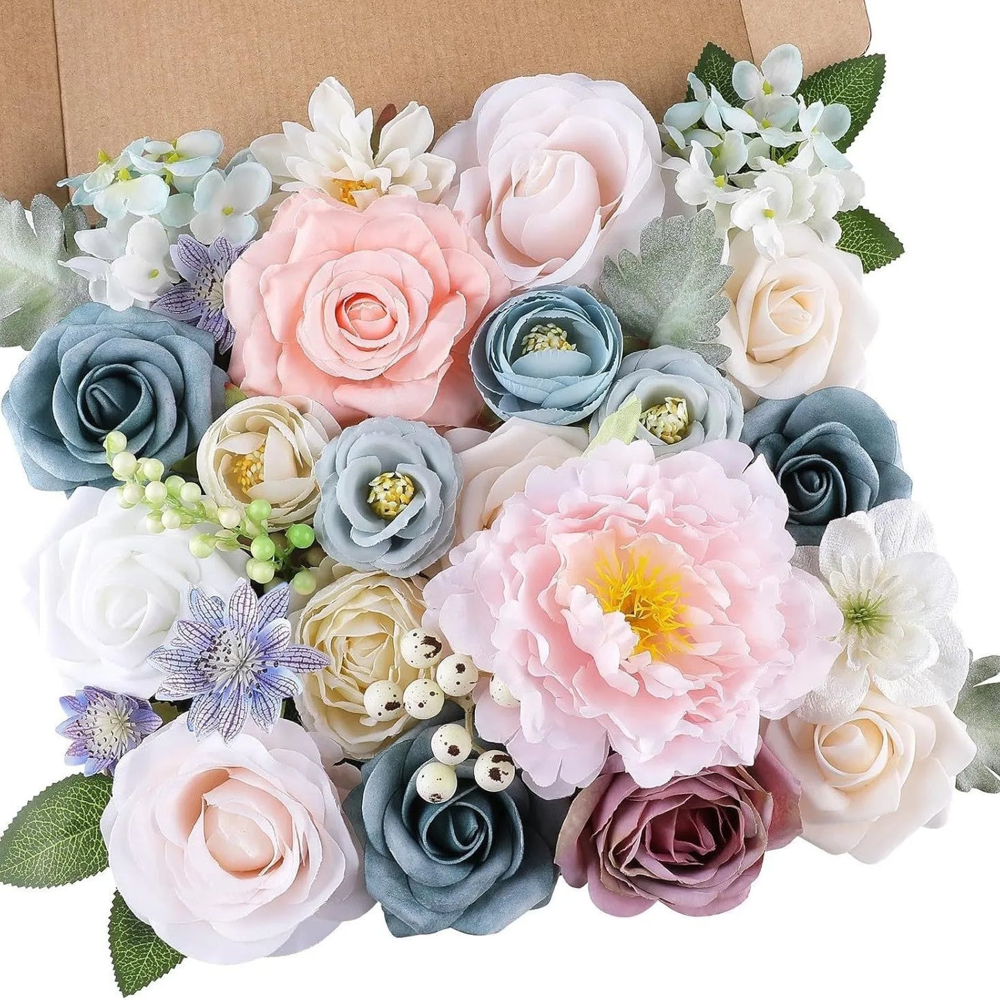 Silk flower wedding simulation box flower for layout planning in a selection of colours.