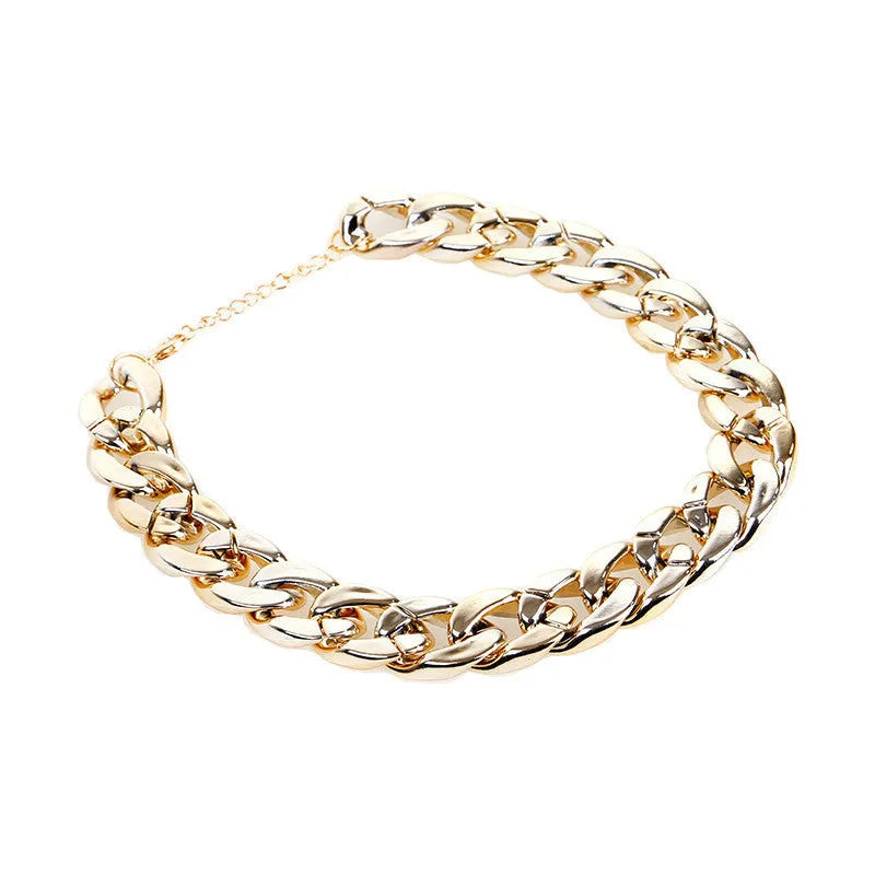 Gold colour twisted chain dog collar with an adjustable buckle for small to medium-sized dogs.