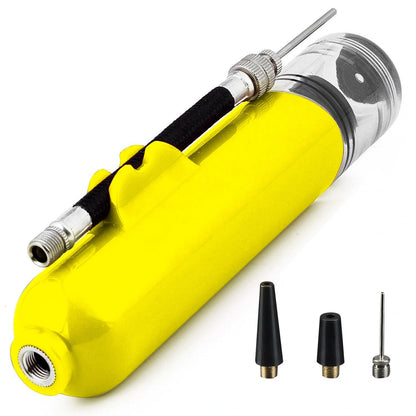 Portable air pump for basketball, football, and volleyball with double-action mechanism