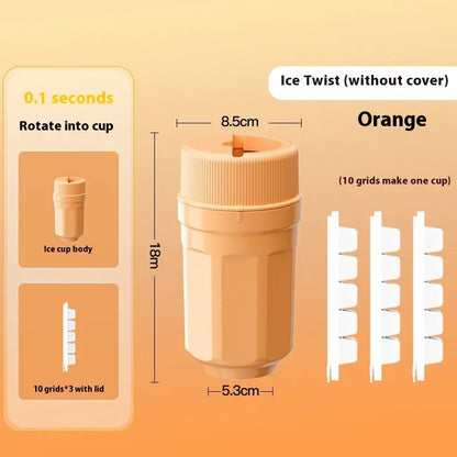 Twist-release ice cube tray with sealing lid in green, peach, or white colour options