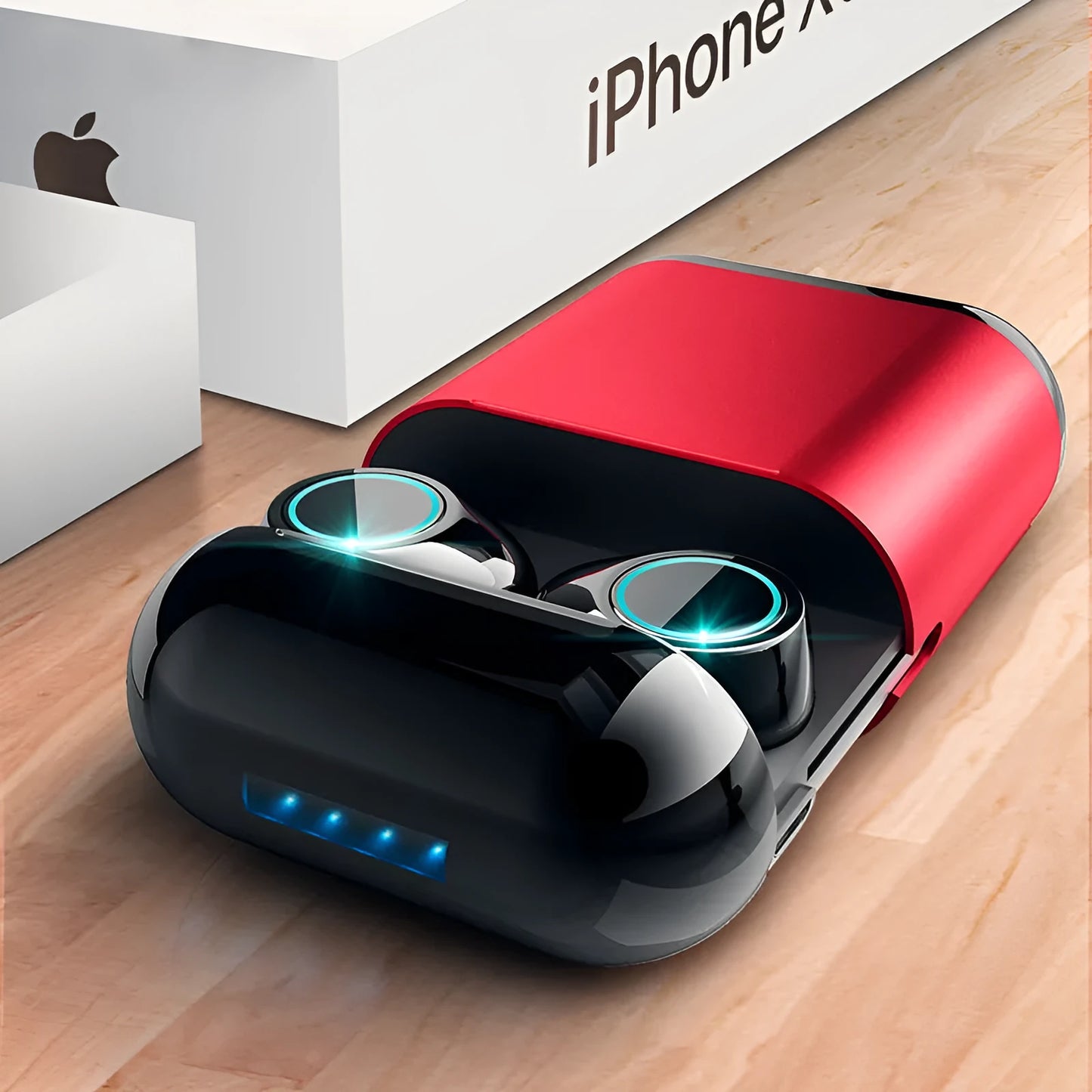 Black, Gold, and Light Grey TWS wireless Bluetooth earbuds with a charging case.