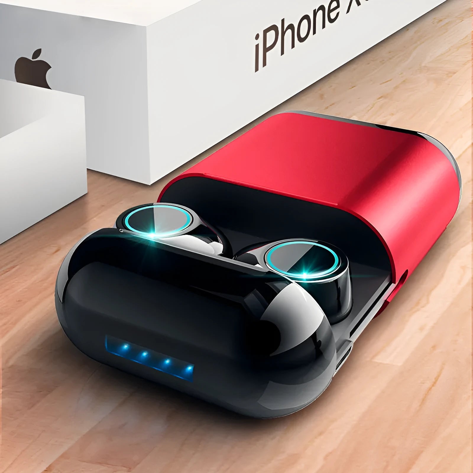 Black, Gold, and Light Grey TWS wireless Bluetooth earbuds with a charging case.