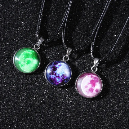 Time Stone luminous alloy necklace with constellation pendant and adjustable chain in various colours