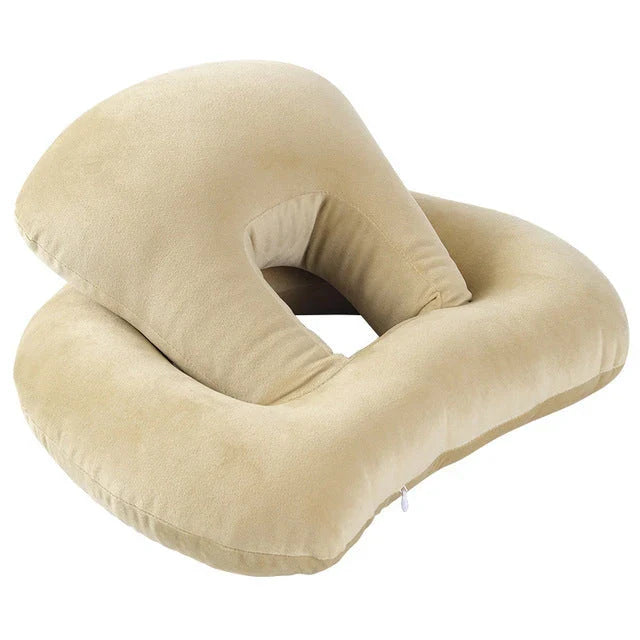 Comfortable U-Shaped Desk Neck Pillow with Plush Velvet Exterior and Adjustable Arm Rest Support
