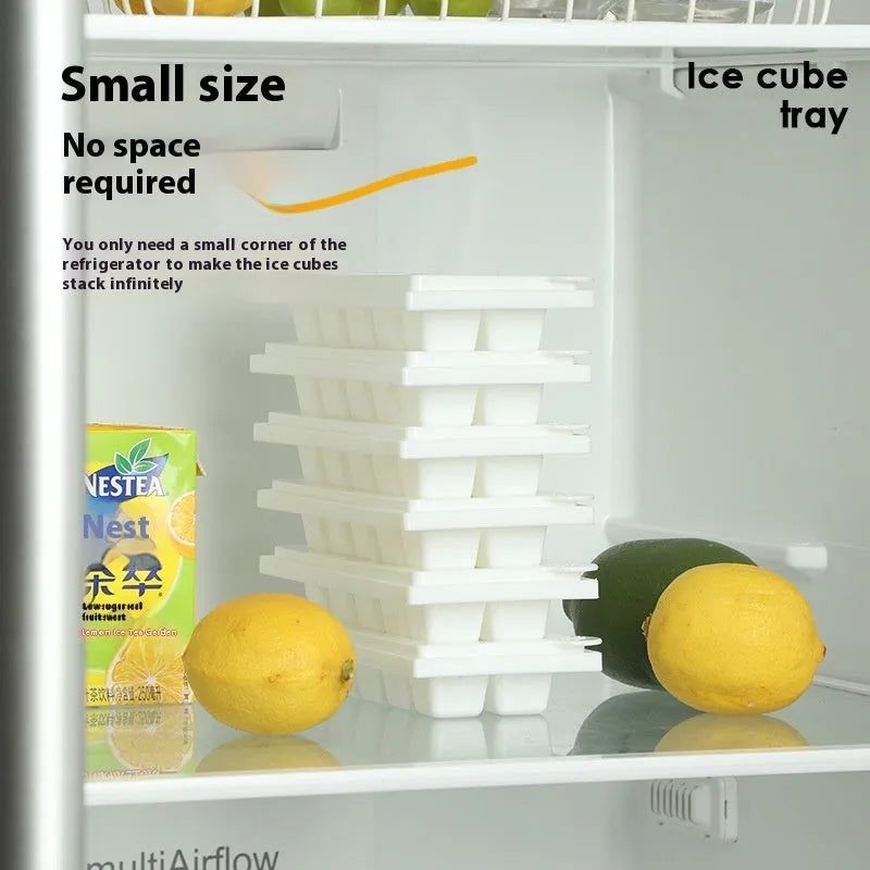 Twist-release ice cube tray with sealing lid in green, peach, or white colour options