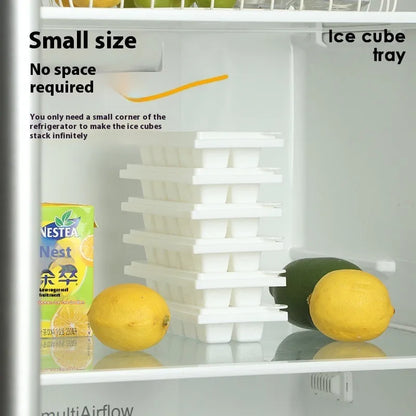 Twist-release ice cube tray with sealing lid in green, peach, or white colour options