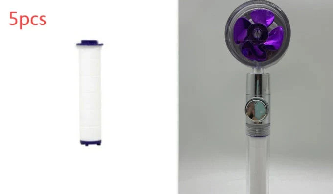 360° Rotating Shower Head with Built-In Fan - Premium ABS Plastic Construction, Water-Saving High-Pressure Spray