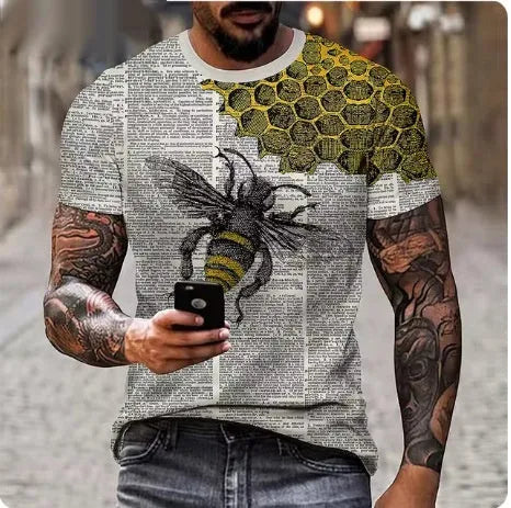 Men's black t-shirt with a fierce 3D printed lion graphic on the chest.