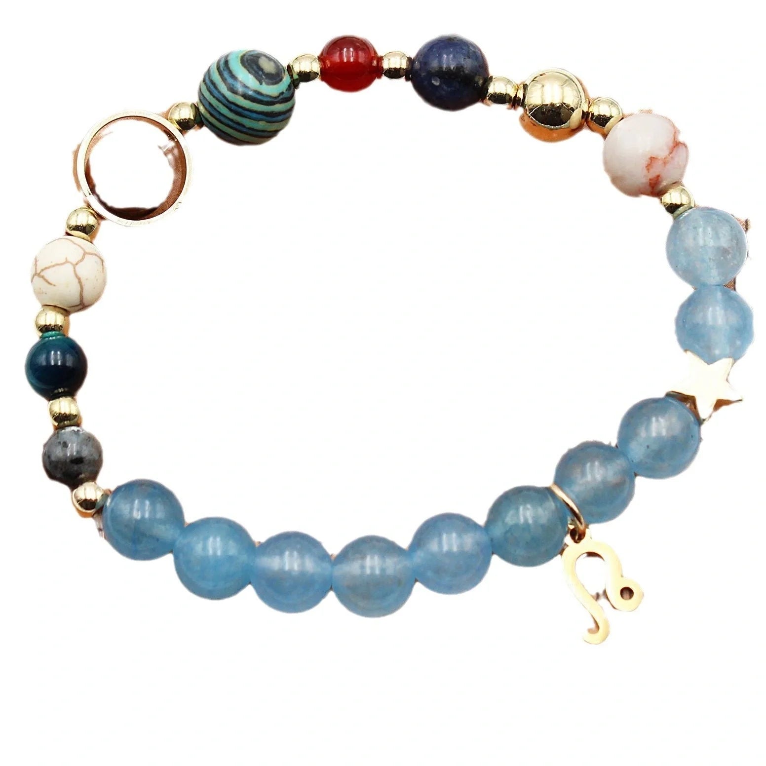 Handcrafted zodiac bracelets with natural stone beads and constellation designs
