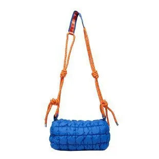 Women's lightweight nylon messenger bag in pillow shape with rhombus pattern and crossbody strap