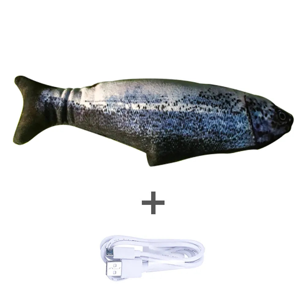 30cm multicolour electronic jumping fish cat toy with USB charging cable