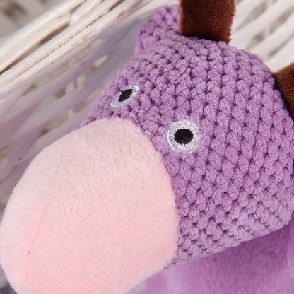 Corn velvet plush pet molar toy with squeaker in screaming cow or screaming duck design