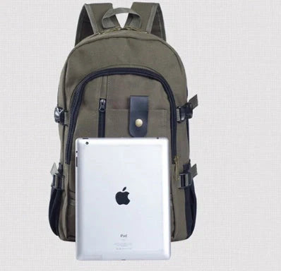 Stylish men's canvas backpack with zipper, perfect for students and professionals