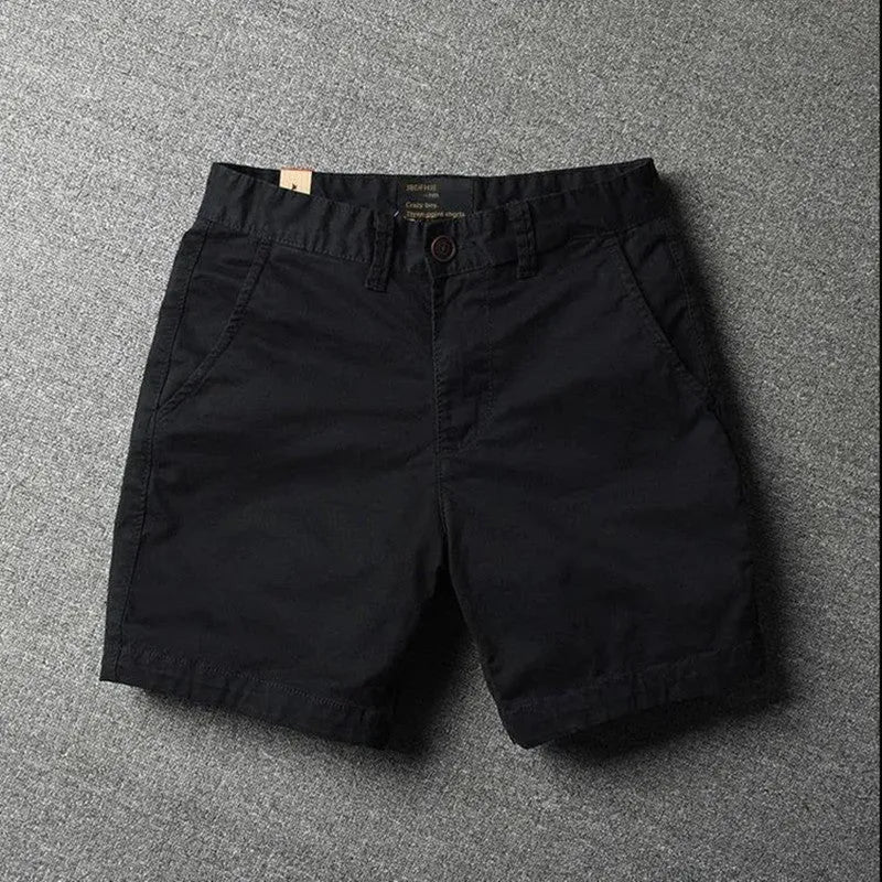 Men's pure cotton loose-fitting straight-leg shorts in a camouflage green colour.