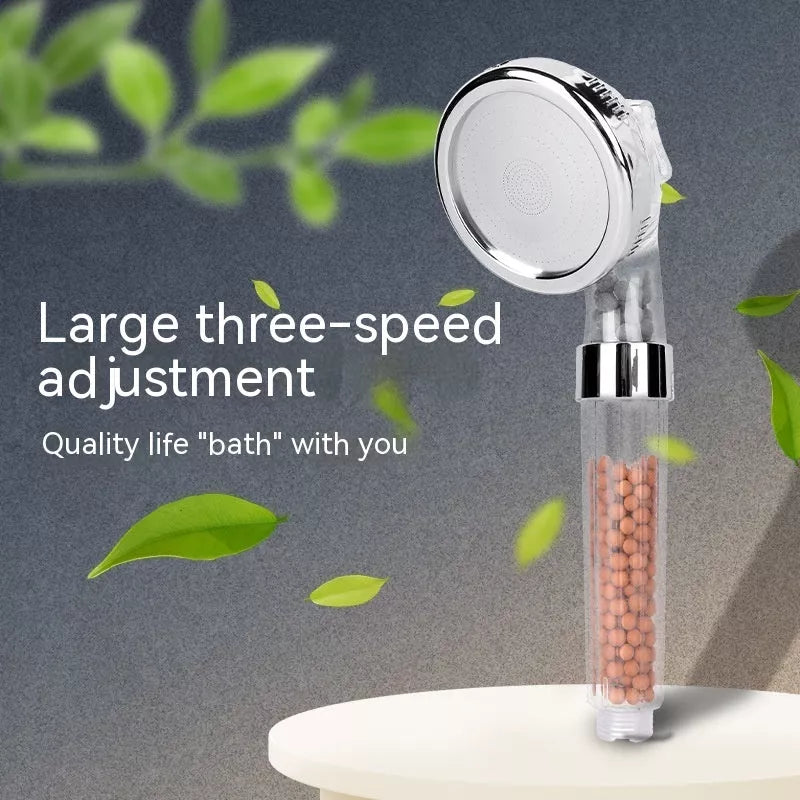 Three-speed Anion Supercharged Filtering Shower Head Nozzle with adjustable water flow settings