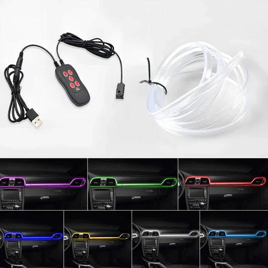 Car centre console LED ambient light strip in 3m or 5m length with USB power and multi-colour button control