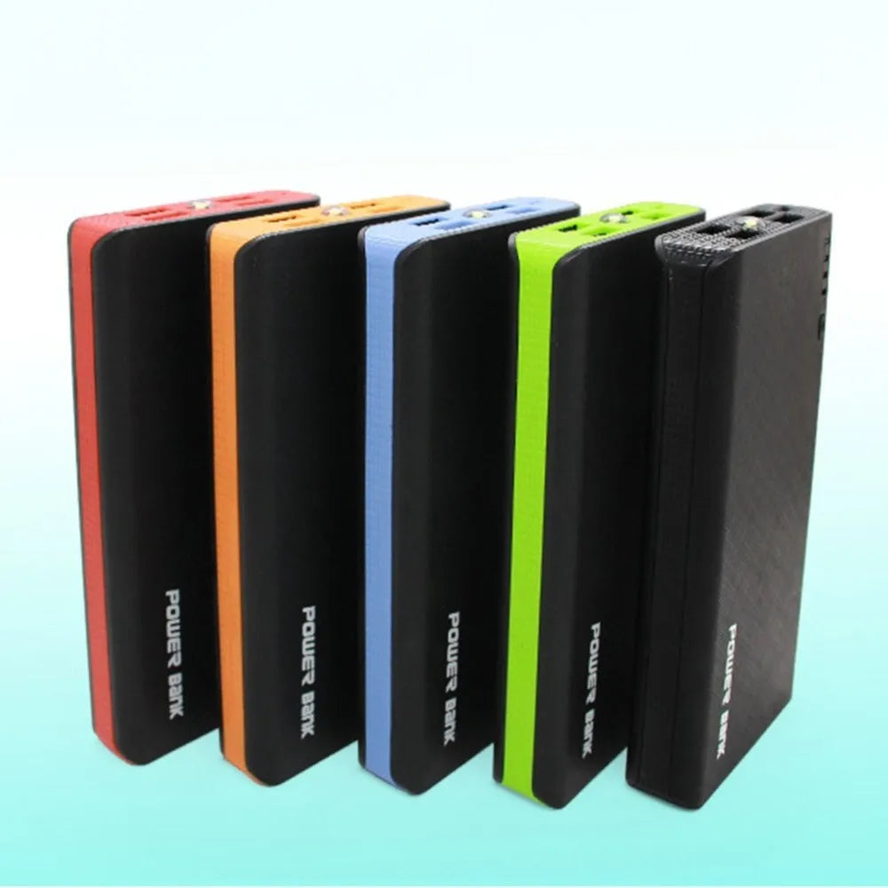20000mAh power bank in blue measuring 145x68x22mm with USB port for charging mobile devices