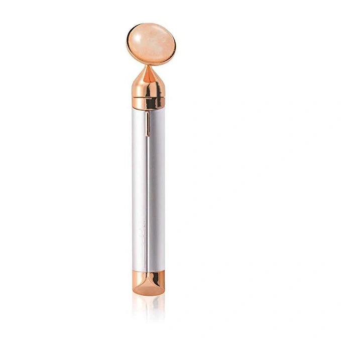 Electric Vibrating Natural Rose Quartz Jade Facial Roller with pink and green options