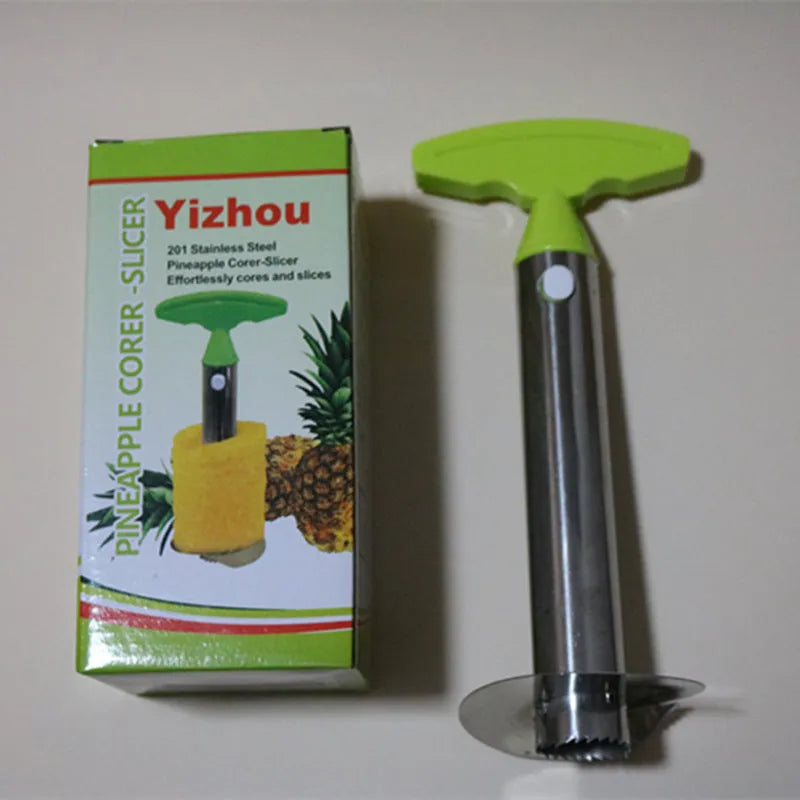 Stainless steel pineapple peeler tool with ABS handle in black, green and yellow colour options
