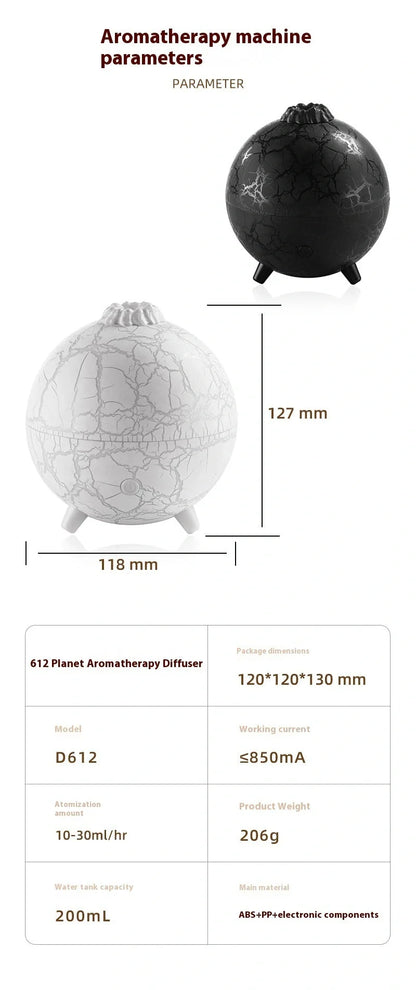Creative Planet Colourful Atmosphere Lamp USB Humidifier in black and white crack finishes