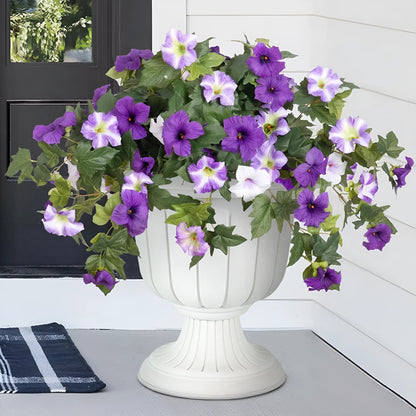 Plastic artificial flower arrangement with 12 fork stems in a European-style container for outdoor garden decoration