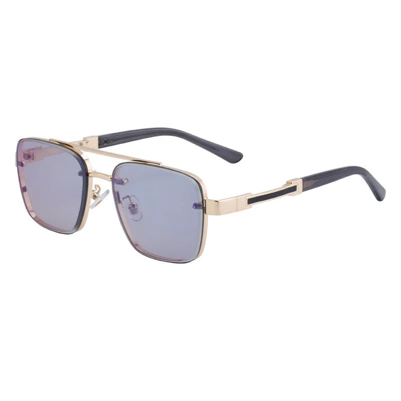 Men's vintage style sunglasses with UV protection in gold double gray colour option