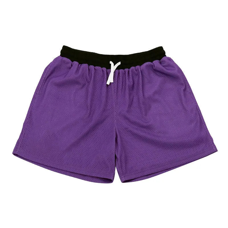 Men's black mesh athletic shorts with quick-dry fabric for running and fitness training