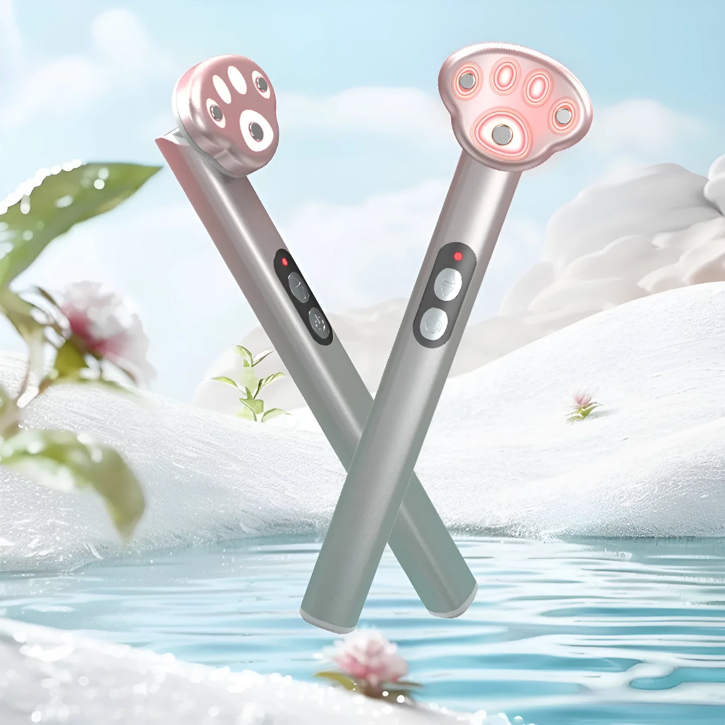 Gradient pink Cat's Paw eye beautification instrument with micro-current vibration massage function