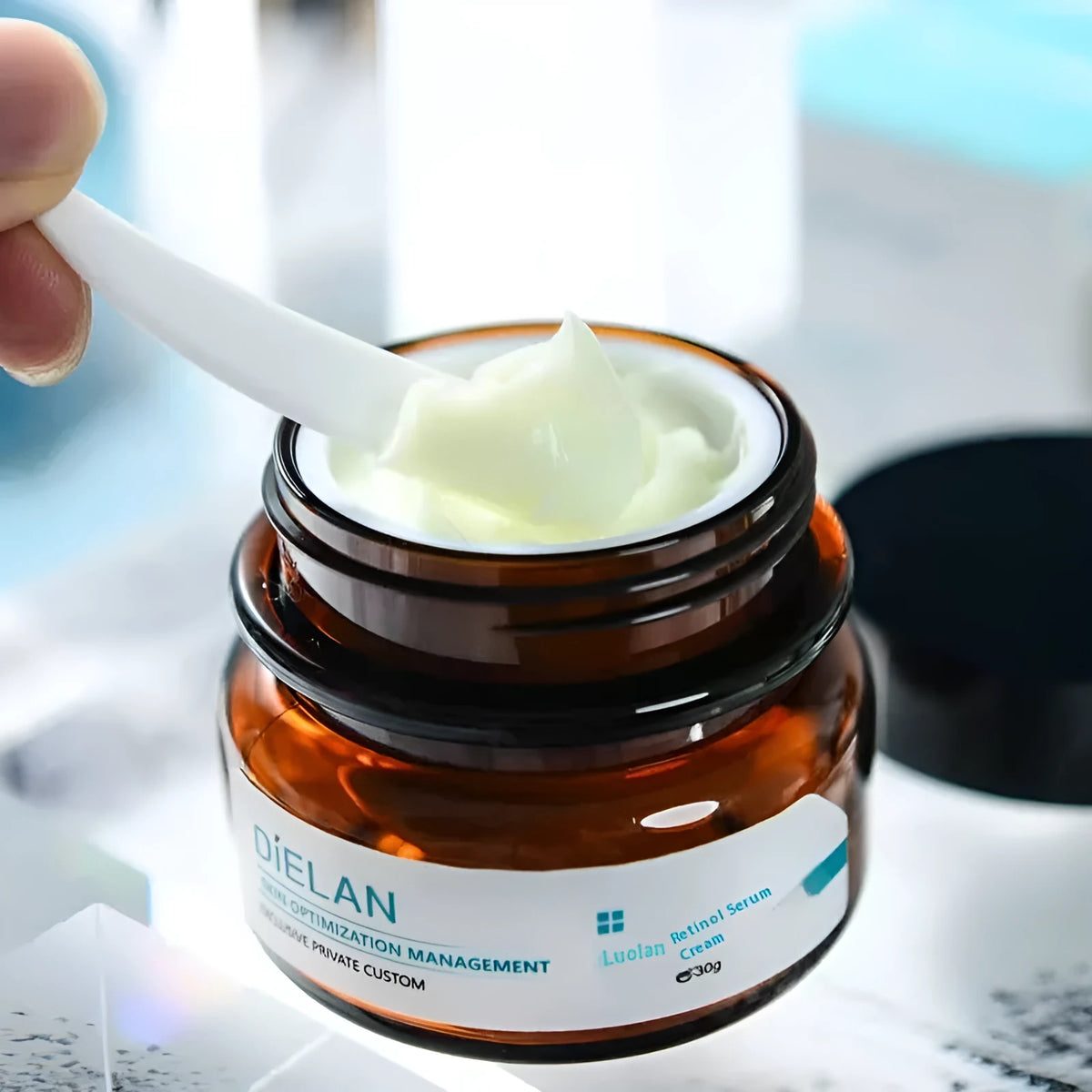 Retinol facial cream 30g jar with squalane and sodium hyaluronate for moisturising and firming