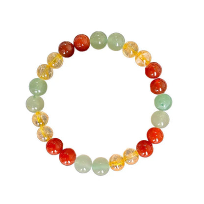8mm Yellow Beaded Bracelet with multicolour glass beads