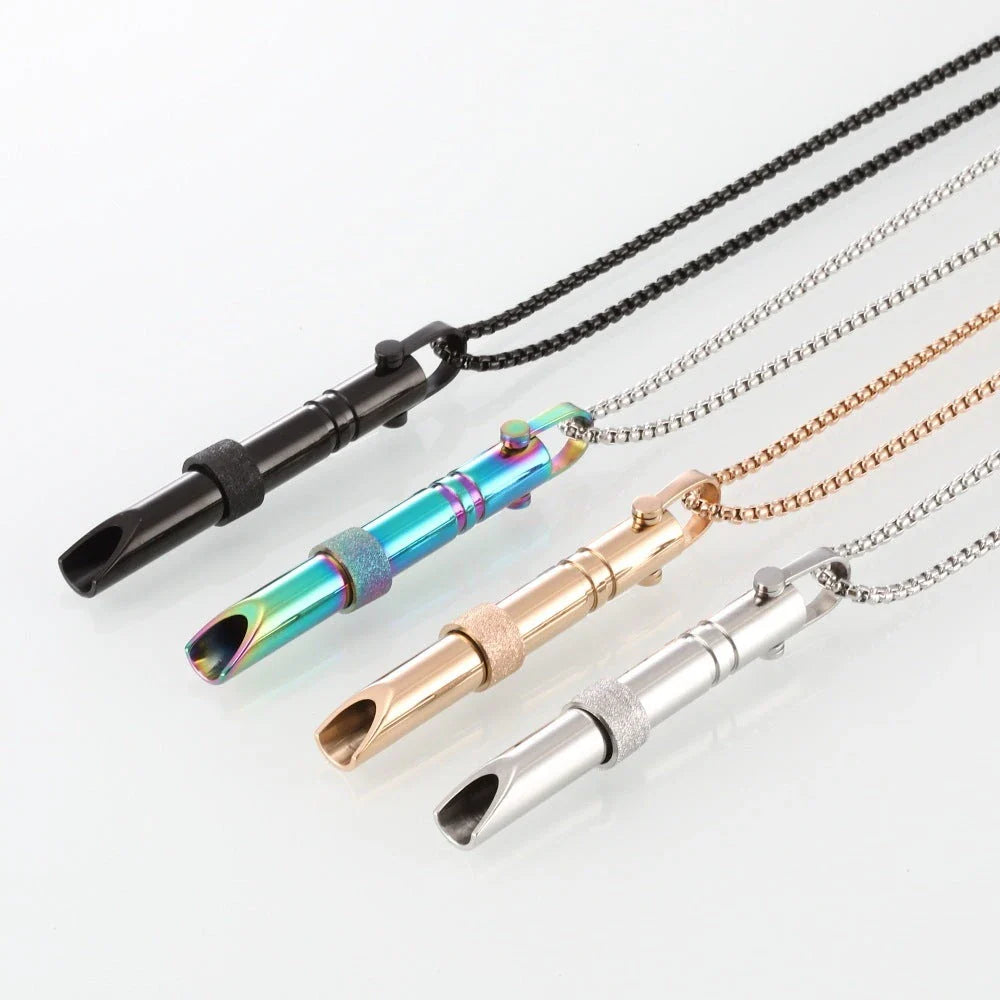 Stainless steel mindfulness breathing necklace with spinner for anxiety and panic attack relief