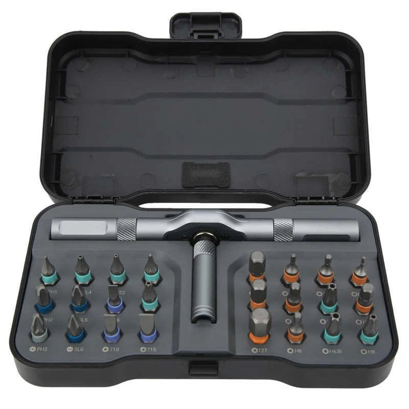 24-in-1 Ratchet Screwdriver Set with S2 alloy steel bits and ergonomic handle
