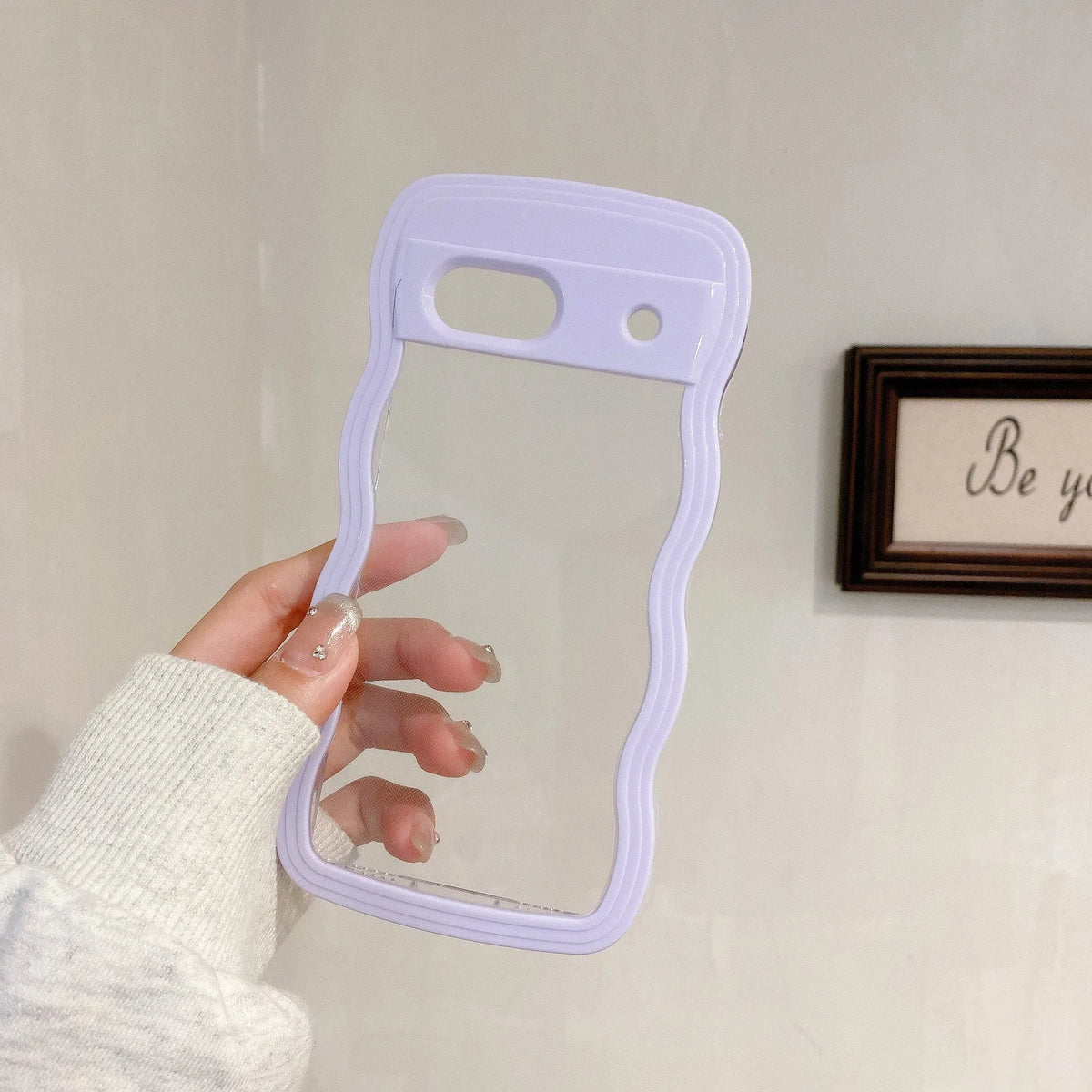 Two-in-one wave shell transparent phone case with PC colour hem for Google Pixel models