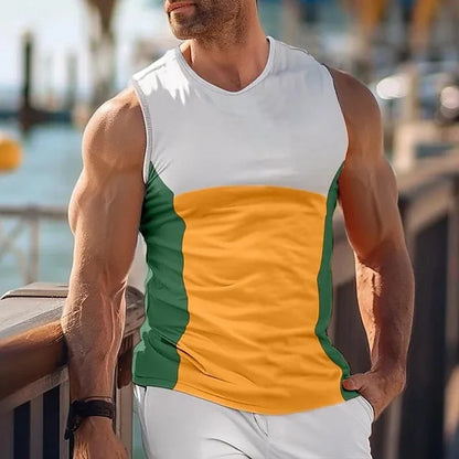 Men's blue cotton-polyester blend sports running vest for fitness and summer athletic wear