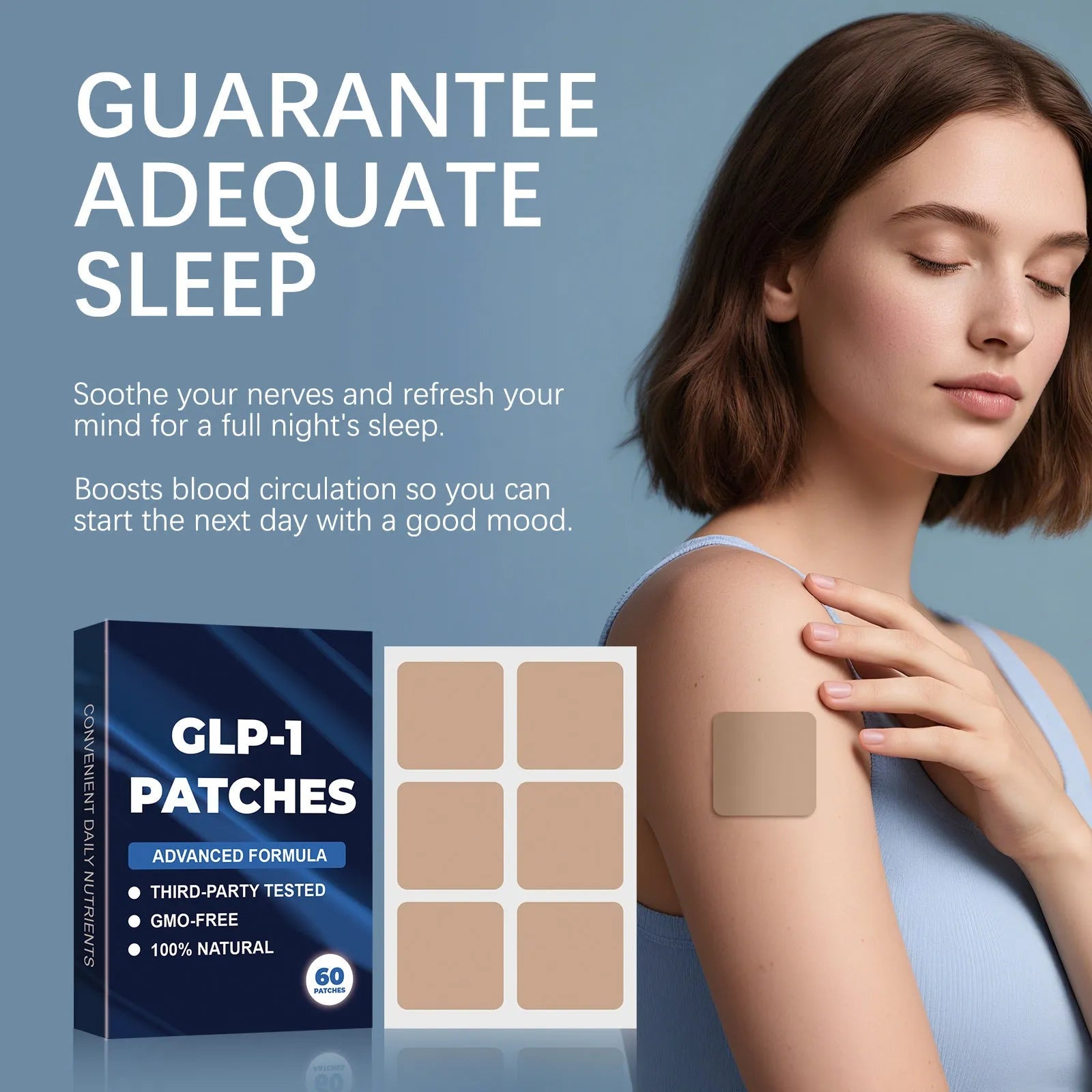 Pack of 60 reusable white sleep aid care patches for men and women