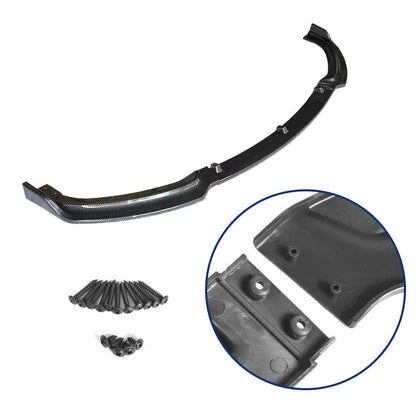 Bright black polypropylene front bumper lip for BMW F30 F35 3 Series, shown from a front angle.