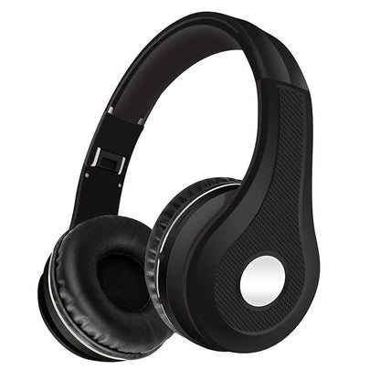 Metallic finish Bluetooth over-ear headset shown in black, red, blue, and gold colour options.