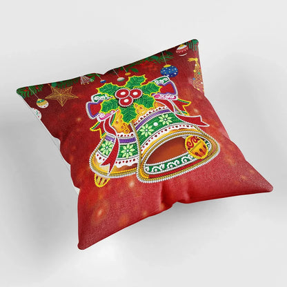 Handmade mandala pattern cushion cover with customisation kit including drill bag and assorted beads