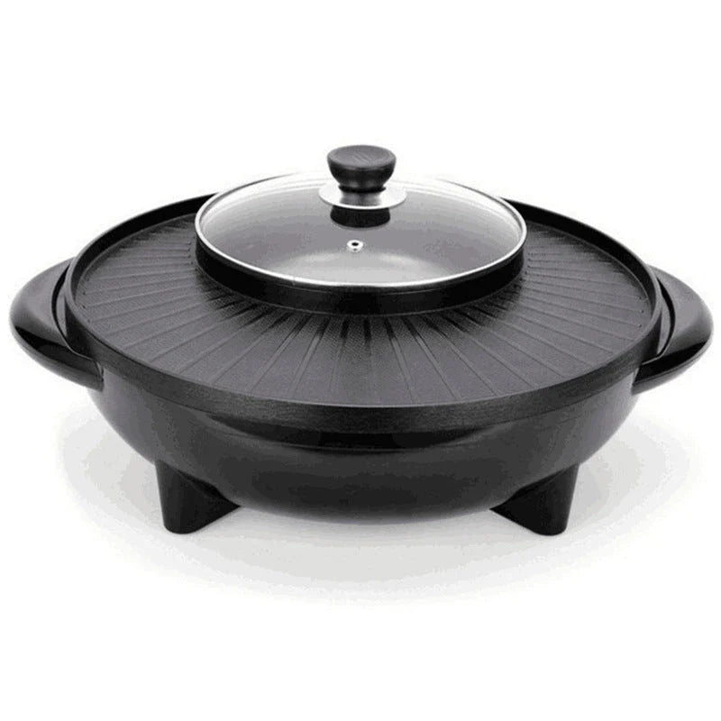 Multifunctional electric pot and grill with 1400-watt heating, 5-speed temperature control, and 5-6L capacity for authentic Korean hot pot experiences