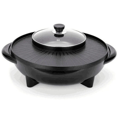 Multifunctional electric pot and grill with 1400-watt heating, 5-speed temperature control, and 5-6L capacity for authentic Korean hot pot experiences