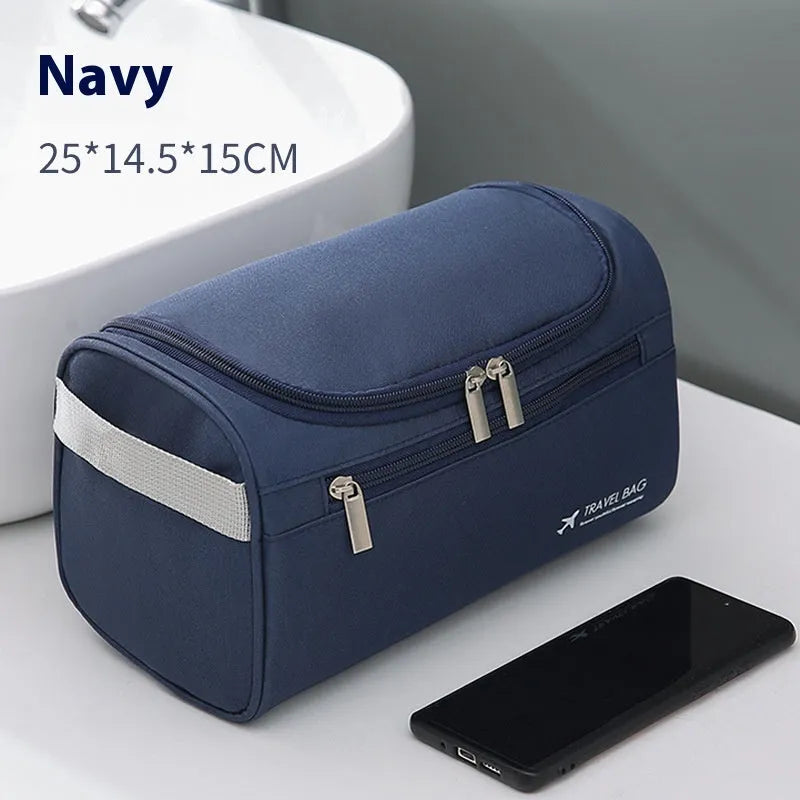 Large capacity waterproof cosmetic bag in PU leather or Oxford cloth with retro styling