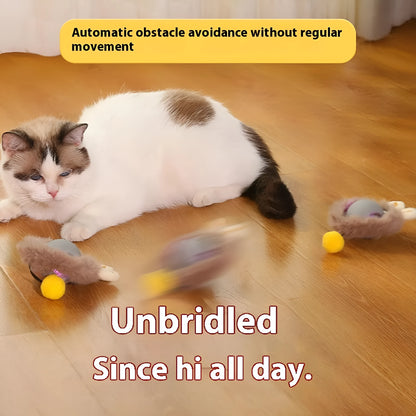 Interactive automatic rotating pet ball toy with string attachment for cats and dogs