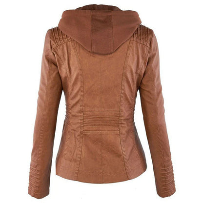 Stylish Detachable Hooded Jacket with Pockets - Casual Autumn/Winter Coat for Women in Various Colors