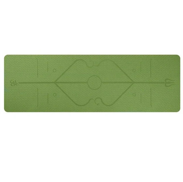 Eco-friendly non-slip TPE yoga mat with position lines for beginners