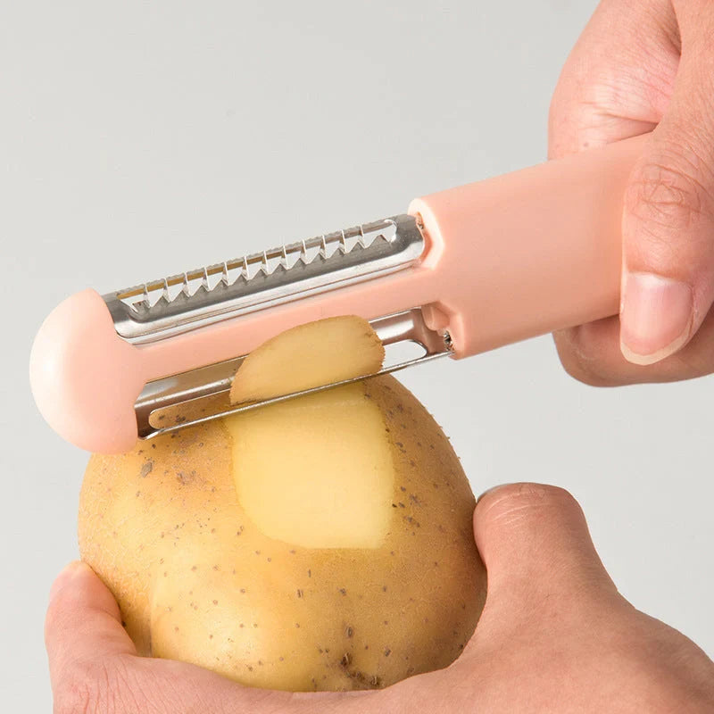 Portable stainless steel peeler and fruit knife with ergonomic ABS handle